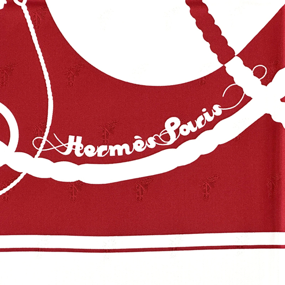 HERMES Red Silk Scarf - Picture 3 of 7
